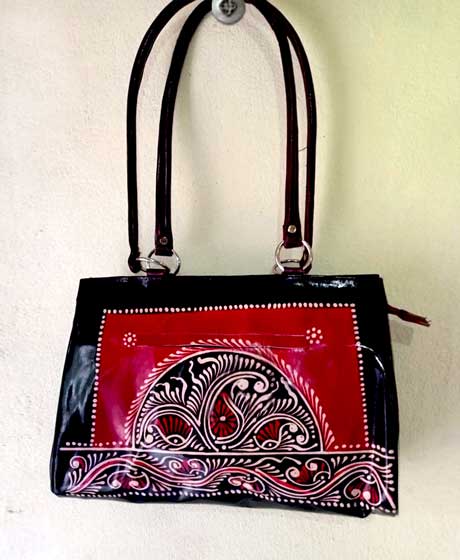 SHOULDER LEATHER BATIK BAG - RED