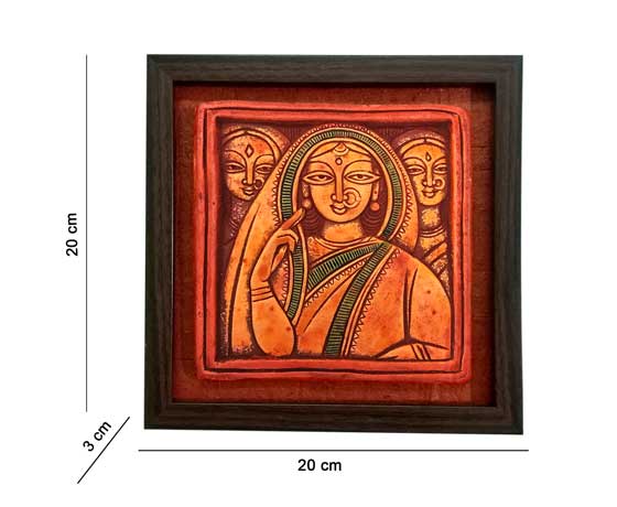 THREE  WOMEN TERRACOTTA WALL DECOR FOR HOME DECORATION - INSPIRED BY JAMINI ROY'S PAINTING