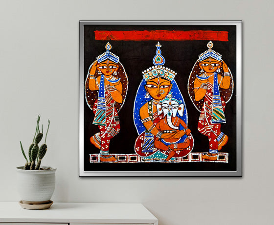 MA DURGA WITH GANESH-  JAMINI ROY WALL HANGING