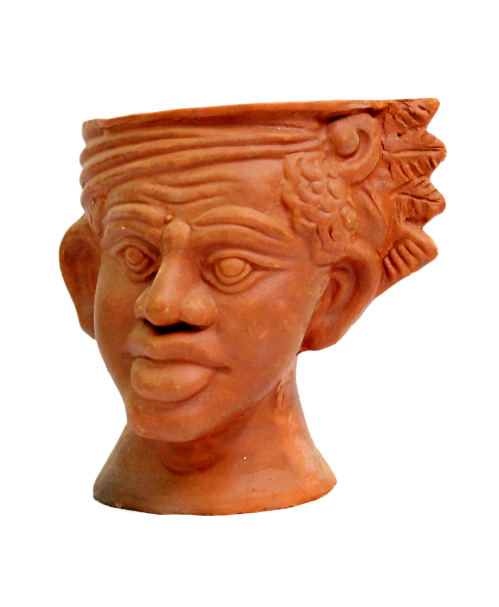 TERRACOTTA TRIBAL MALE FACE PEN STAND  FOR HOME DECORATION