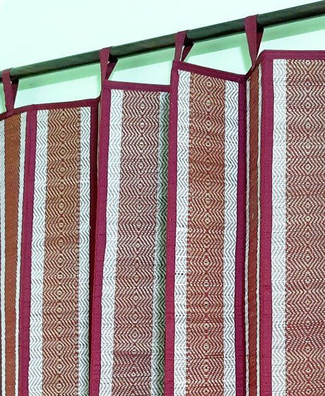 NATURAL HANDMADE CURTAIN MADE OF MADURKATHI OR NATURAL REED -RED