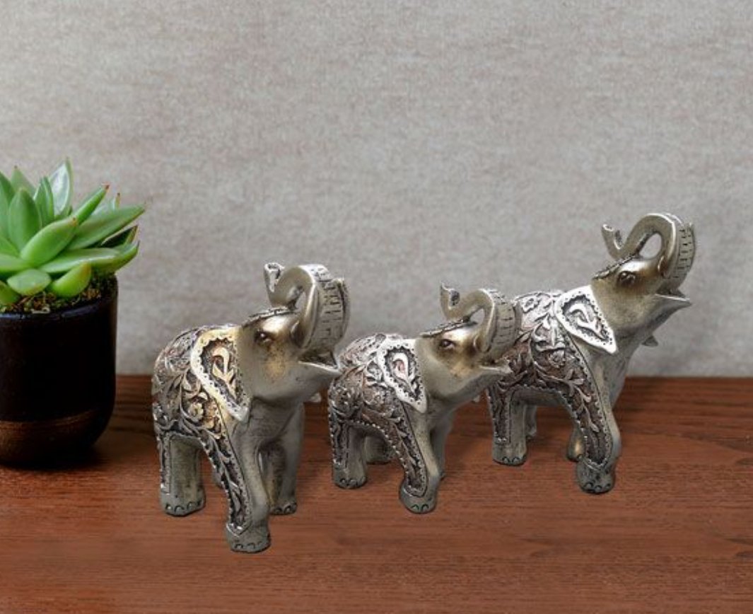 3 DECORATED ELEPHANT SET- LIGHTWEIGHT