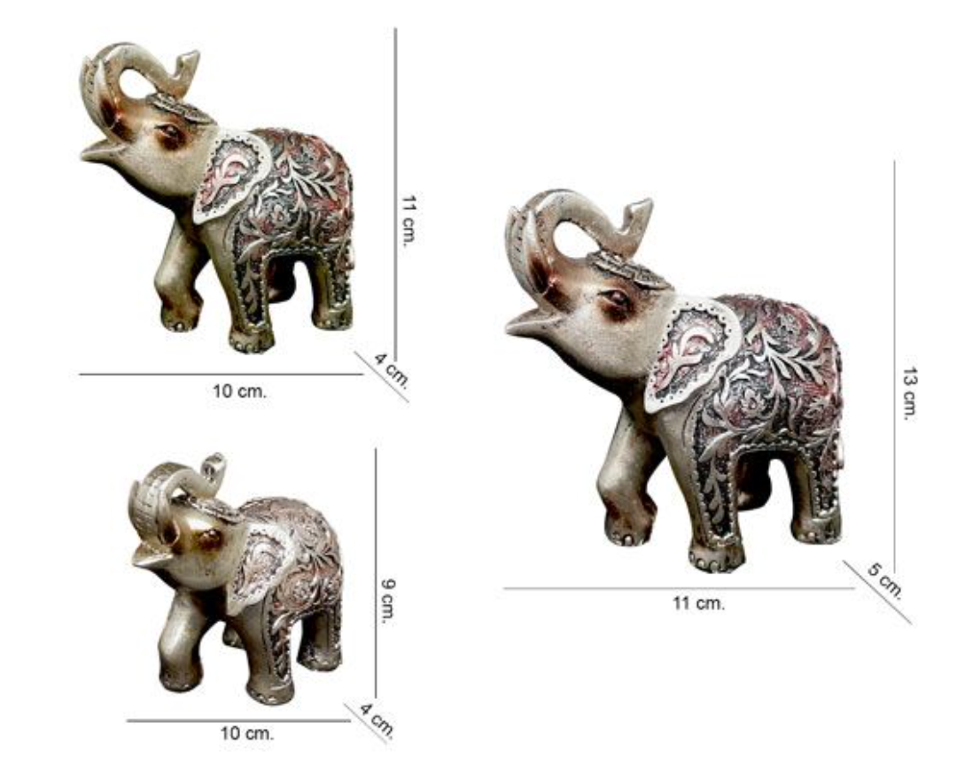 3 DECORATED ELEPHANT SET- LIGHTWEIGHT