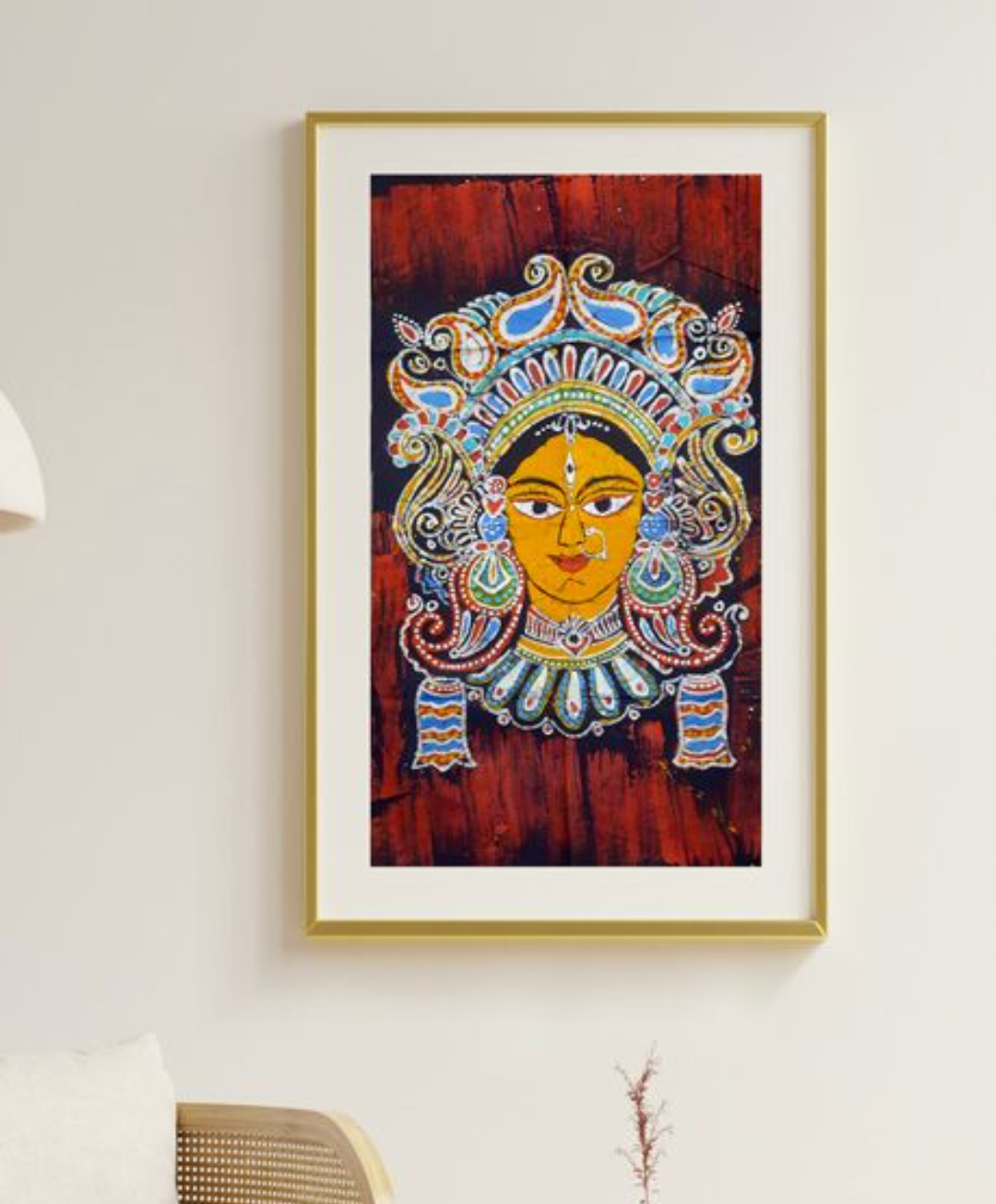 FACE OF GODDESS DURGA - BATIK PAINTING- WALL HANGING