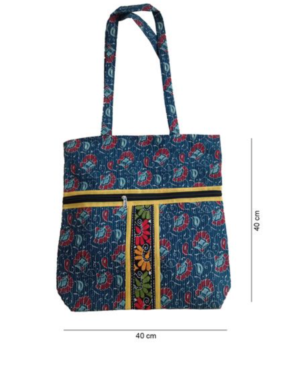 HANDMADE BLUE RECTANGULAR  BAG WITH EMBROIDERY