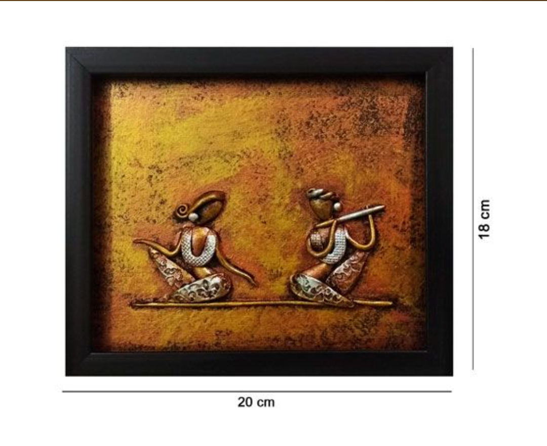 MUSICIAN COUPLE HANDMADE WALL FRAME WITH METALLIC FINISH- BROWN