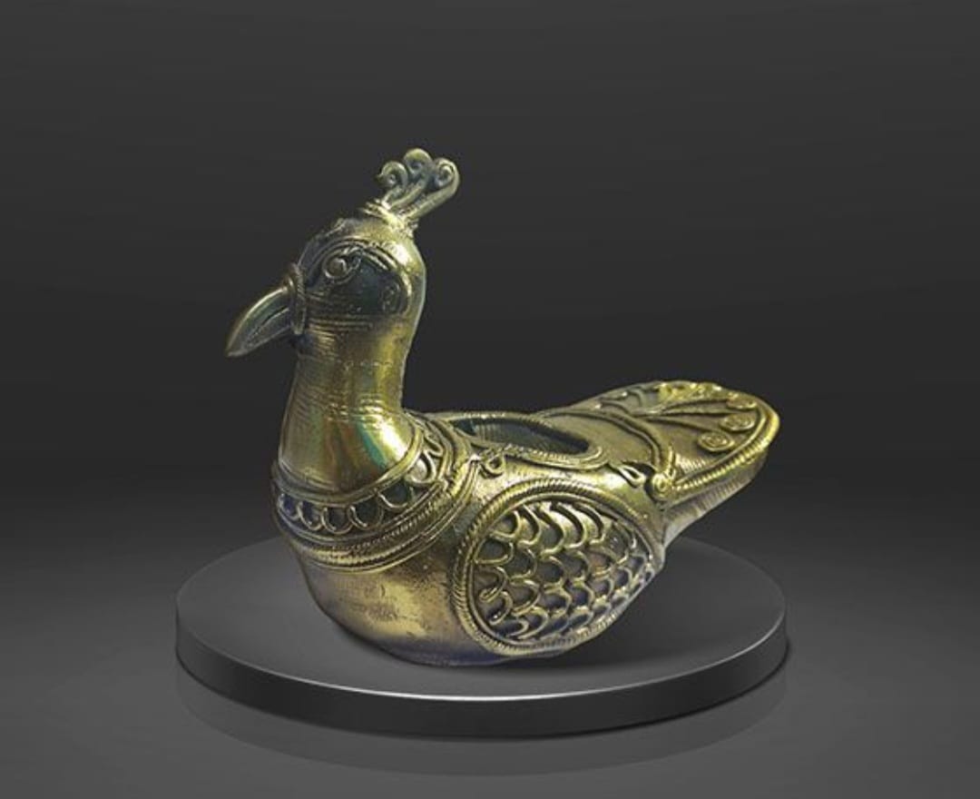 HANDMADE DOKRA BRASS BIRD SHOWPIECE