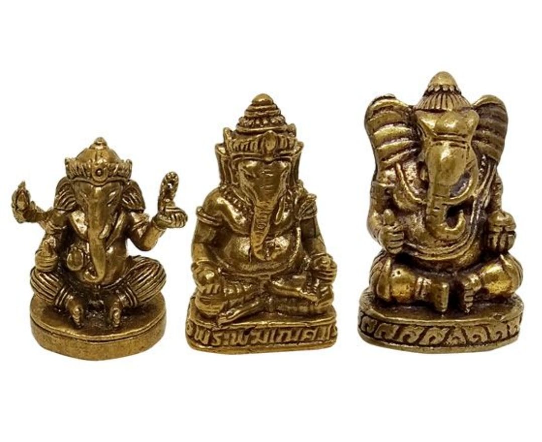 LORD GANESHA MINIATURE BRASS IDOLS - SET OF 3